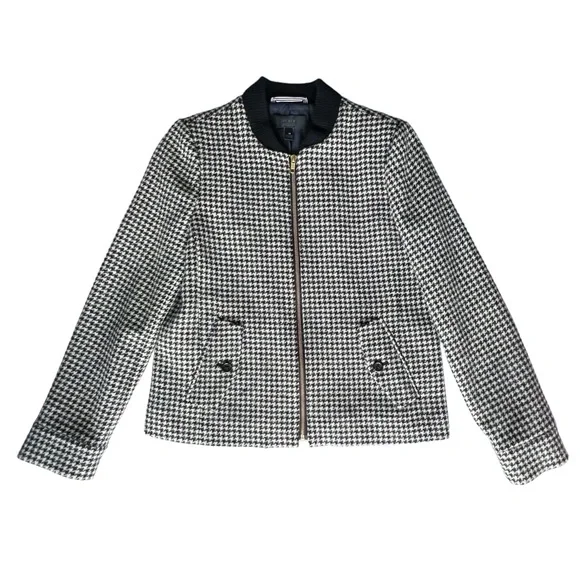 J Crew Wool Houndstooth Bomber JacketXS